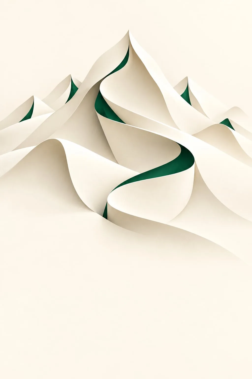 Layered paper mountains beneath an open sky