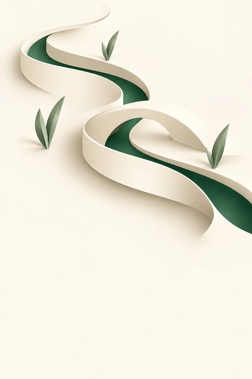 A flowing river through a layered paper landscape